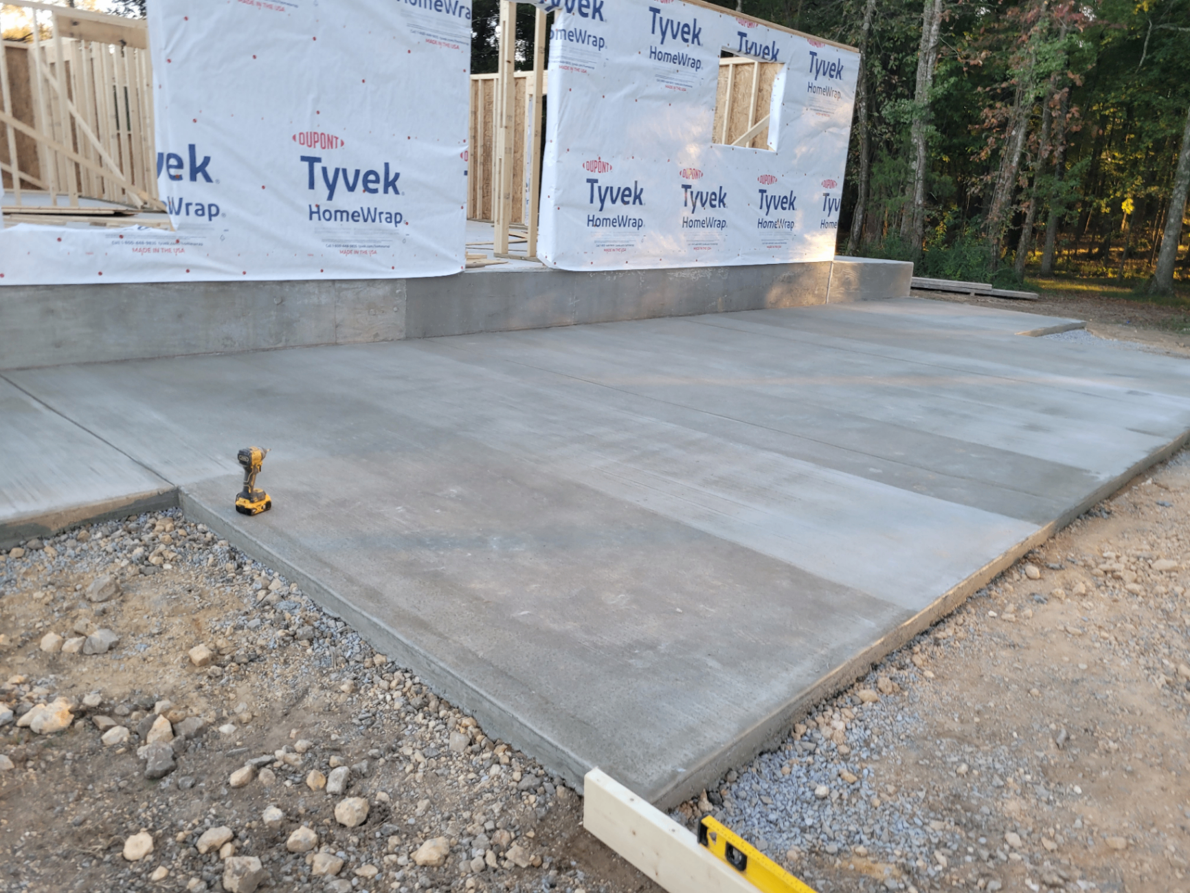 Finished concrete patio installation project in Huntsville AL